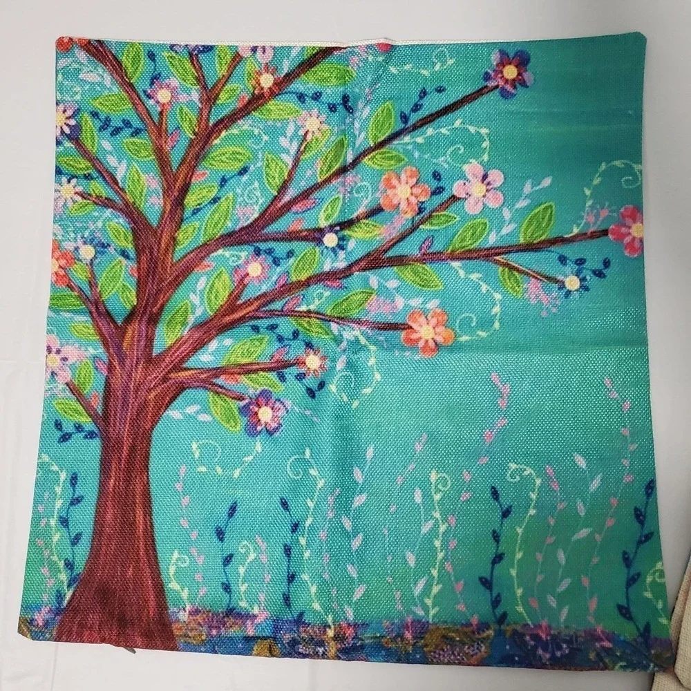 Sascalia Sunshine Pillow Cover Bohemian Art Print 17 x 17 Zippered Cushion Cover